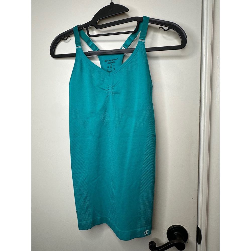Champion Gear Womens Teal Seamless Racerback Athletic Tank Top Adjustable Straps